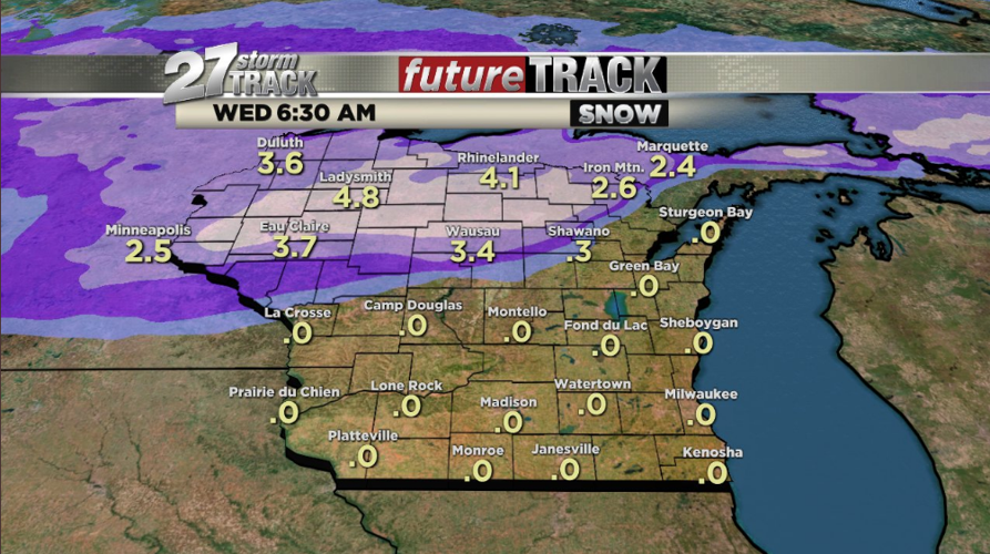 Snow in northern Wisconsin, wet weather here Weather