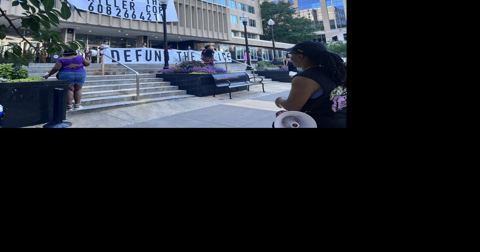 Protesters climb Madison City Hall during Corey Ruiz demonstration