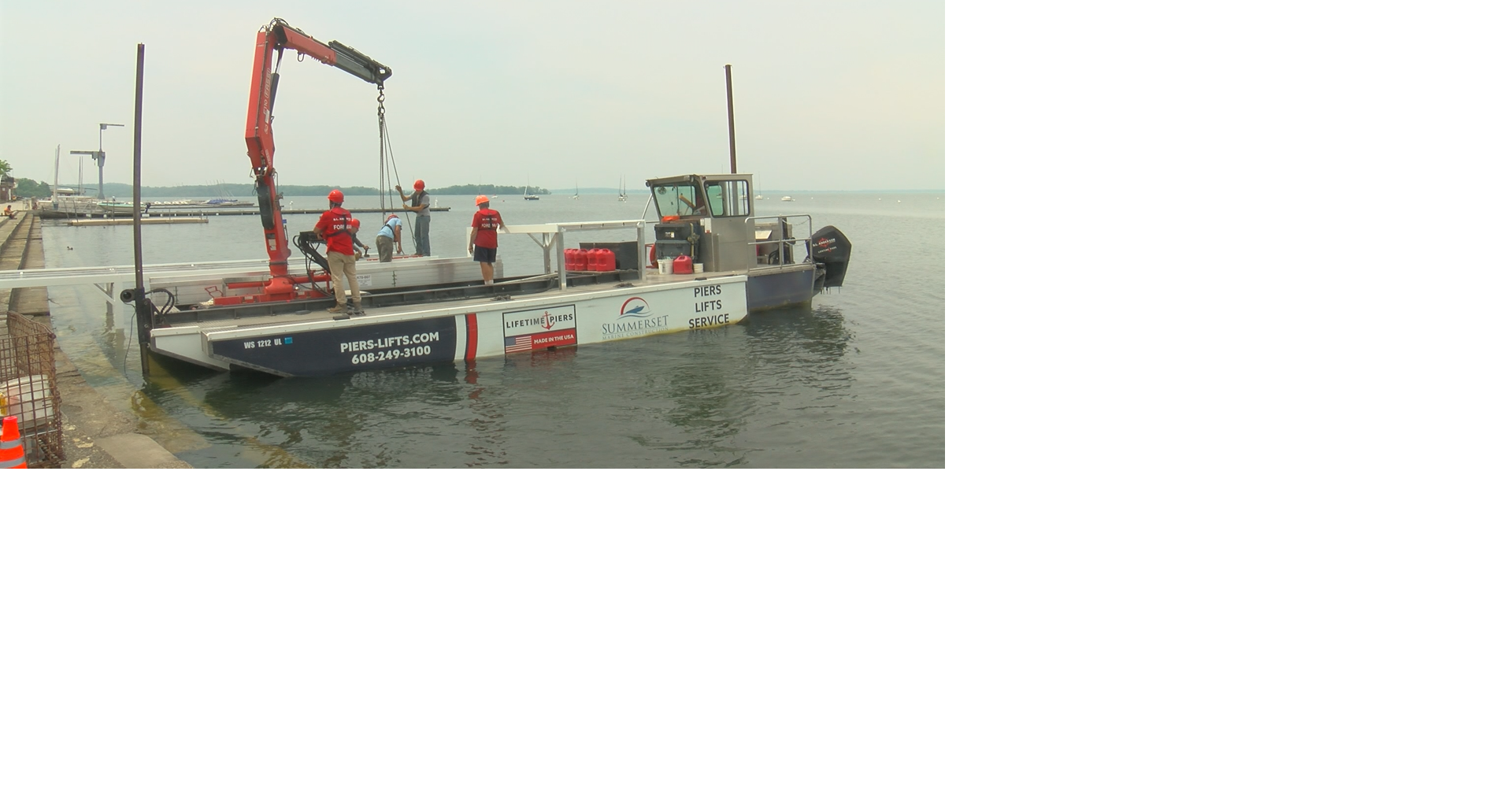 Crews install new pier near UW-Madison's Memorial Union Terrace | News ...