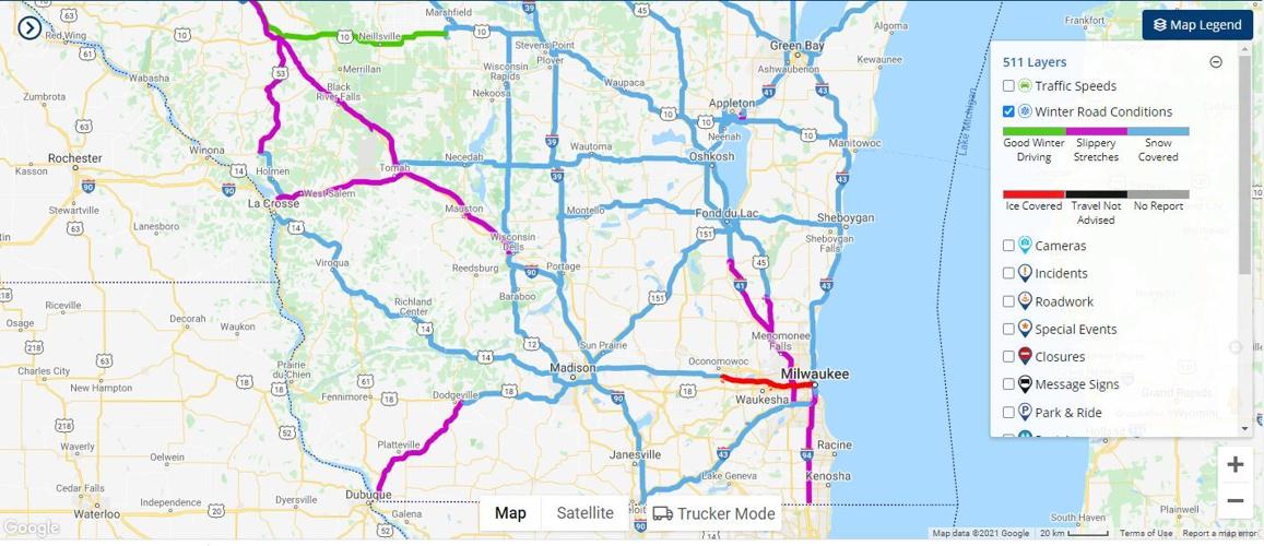 Wi Dot Winter Road Conditions Map Light Snowfall, Frigid Temps Cause Slippery Driving Conditions | News |  Wkow.com