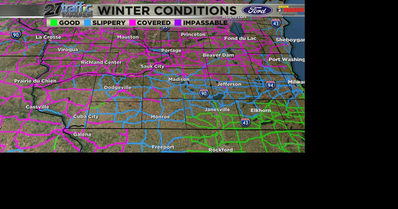 Winter storm leads to slippery, snow covered roads | News | wkow.com