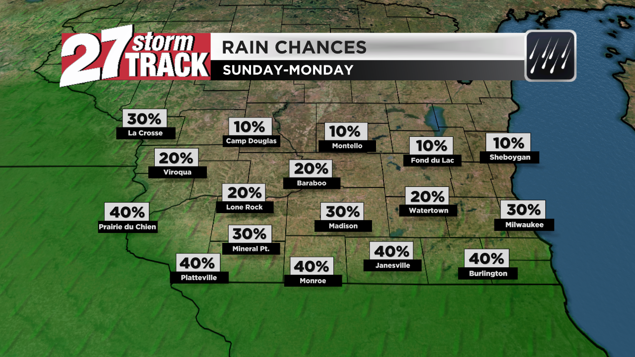 Showers possible south and west later today through midday Monday | News |  wkow.com