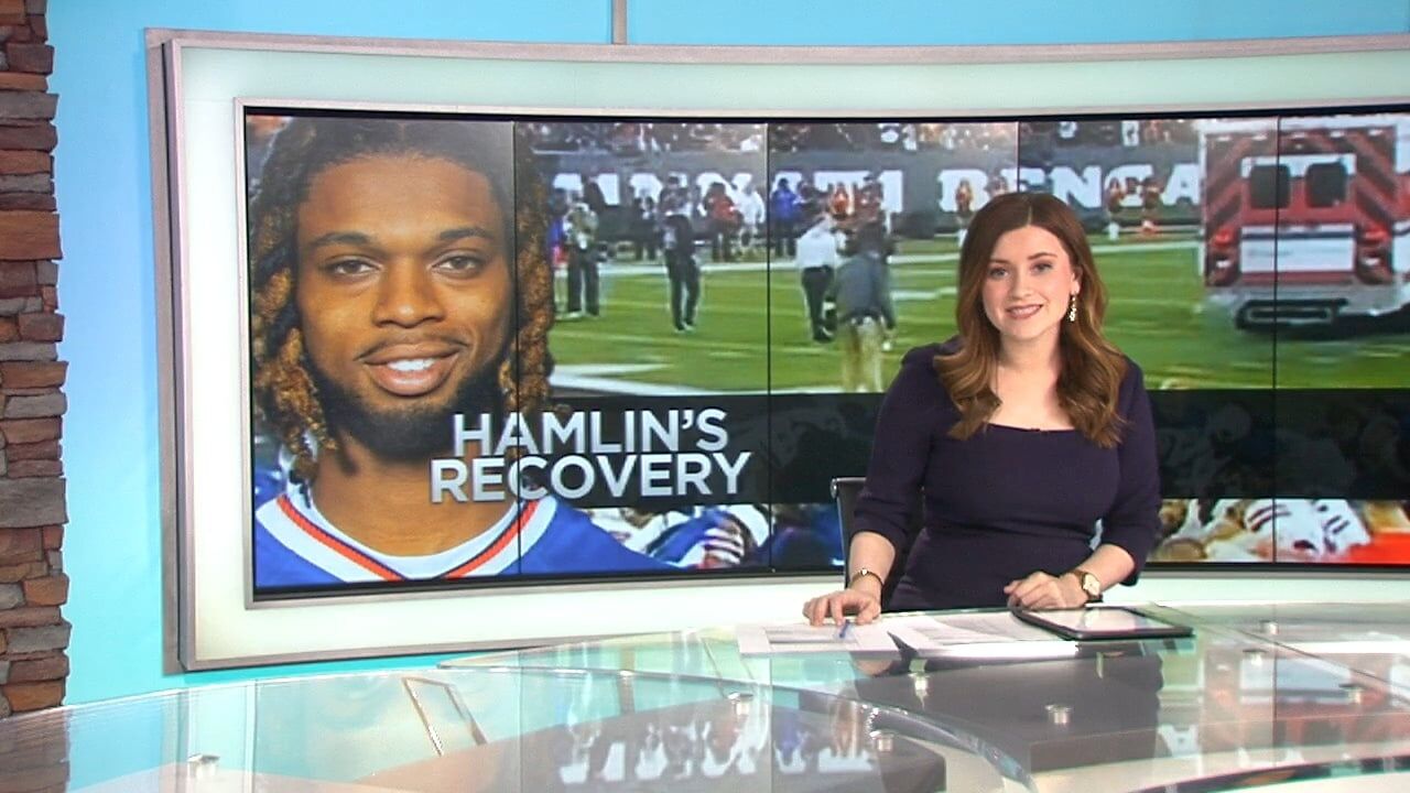 Damar Hamlin enters Buffalo Bills team locker room ahead of playoff game,  CBS broadcast shows