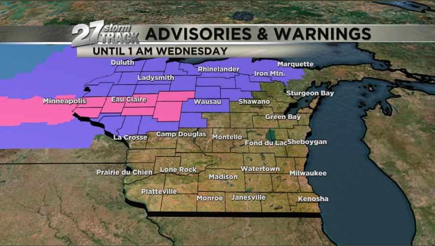 Snow in northern Wisconsin, wet weather here Weather