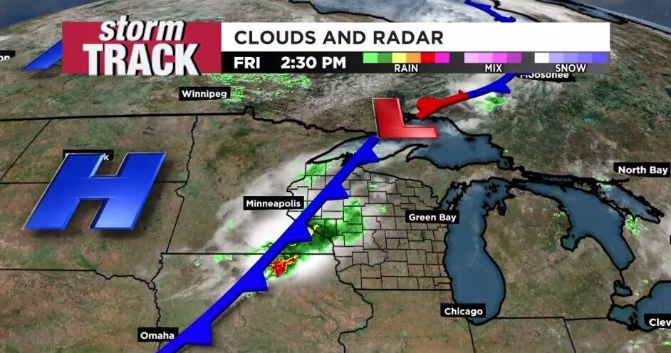 A passing cold front and clearer Saturday