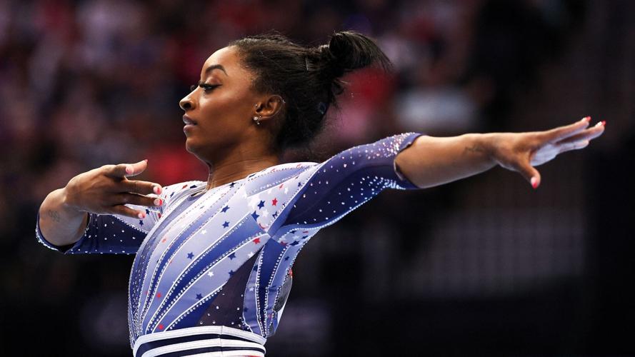 Simone Biles sits in first place of allaround competition at US