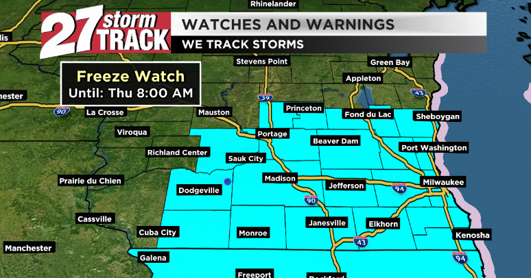 Freeze watch in effect Thursday morning | News | wkow.com