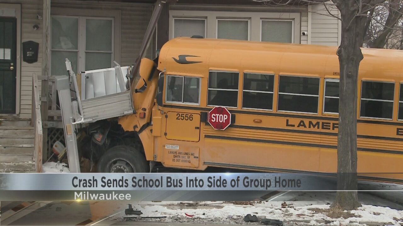 Crash sends school bus into side of group home in Milwaukee | News |  wkow.com