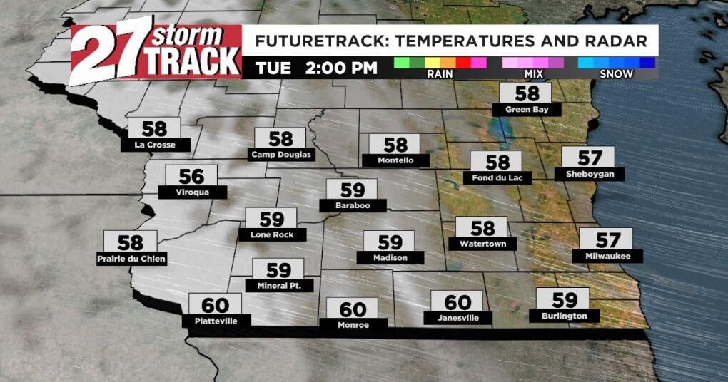 Cloud cover and isolated showers possible Tuesday