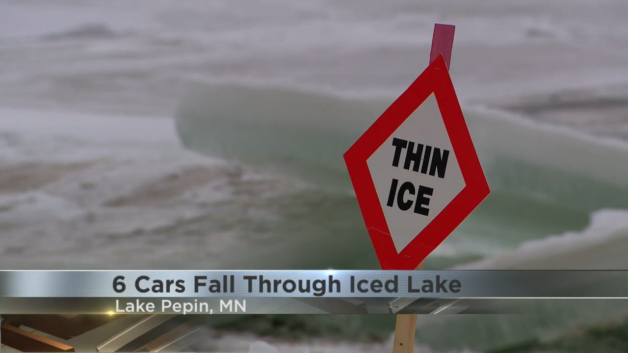 No one hurt after 6 trucks fall through ice on Lake Pepin