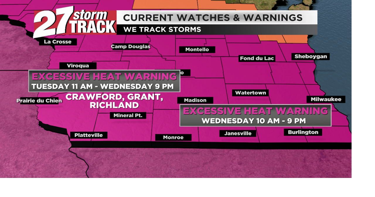 Excessive Heat Warning west today, expands tomorrow | News | wkow.com