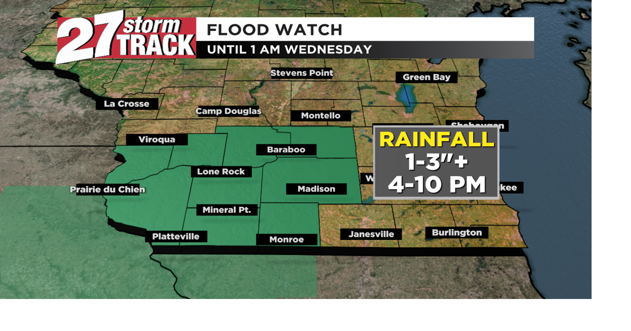 Flood Watch in effect ahead of Tuesday evening storms | Forecast | wkow.com