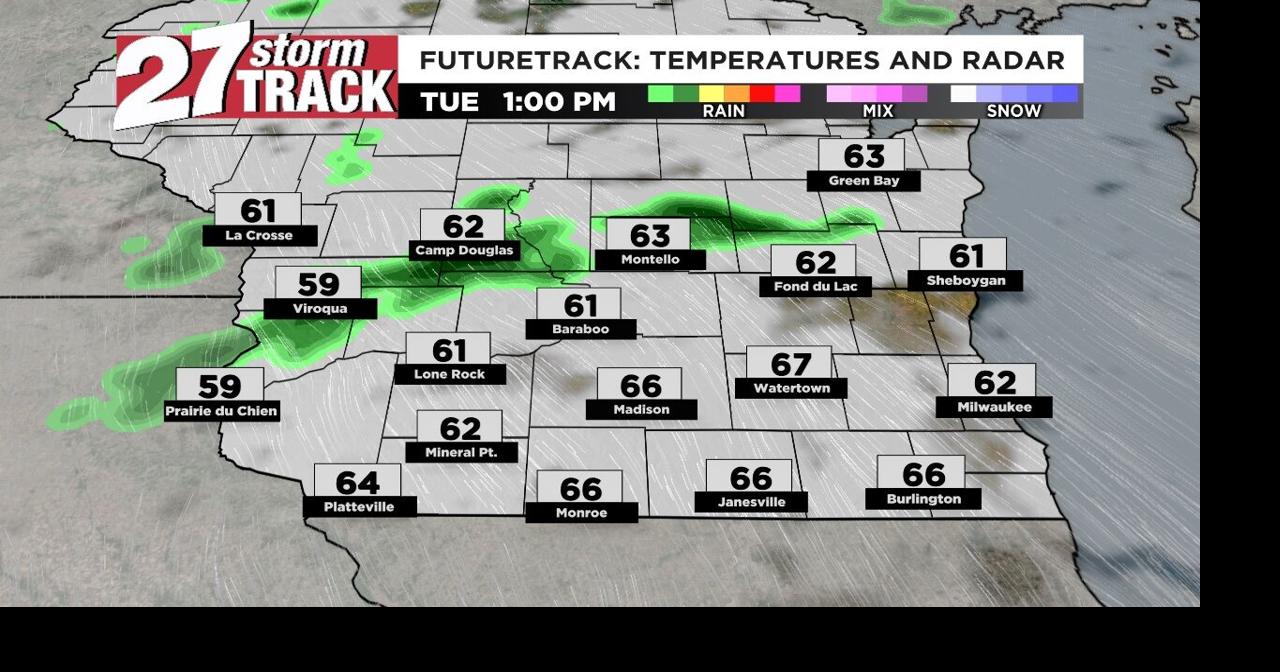 A few showers this afternoon with better rain chances tomorrow night