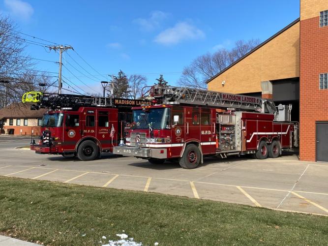 Old and new ladder trucks