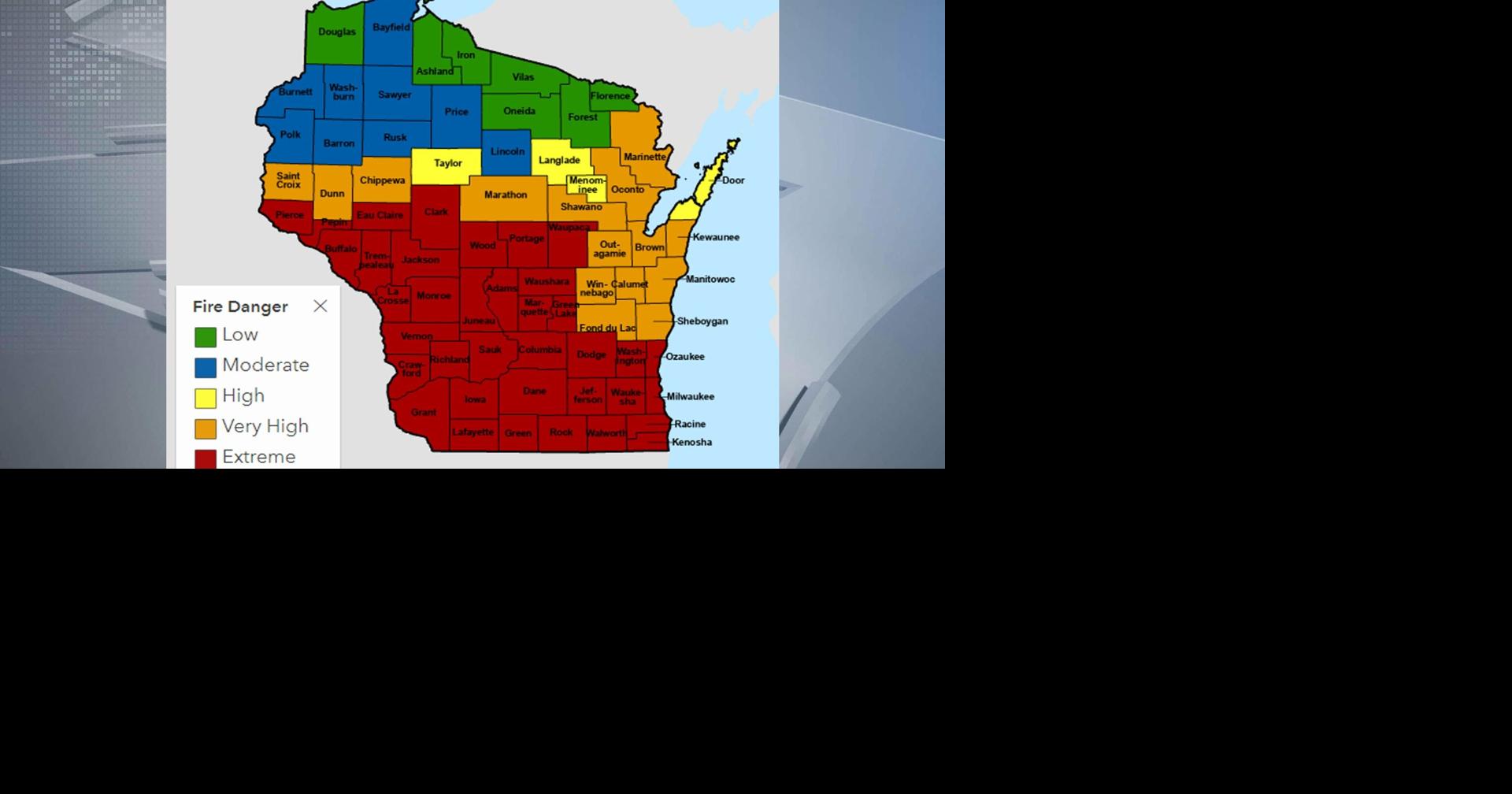 Extreme fire risk continues in Wisconsin for third day | News | wkow.com