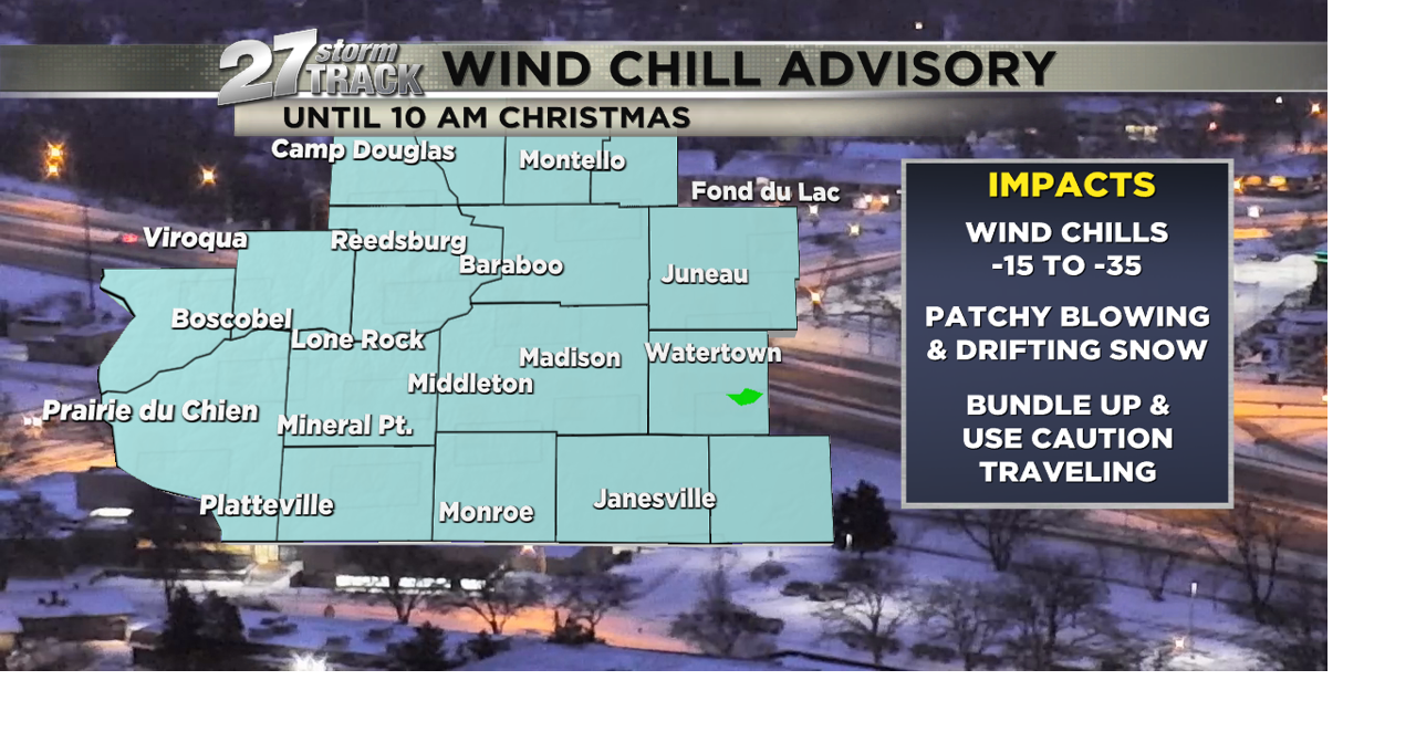 Wind chill advisory until 10 am Christmas morning | News | wkow.com