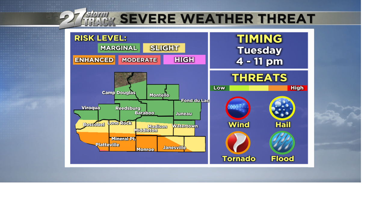 Strong to severe storms likely late Tuesday | News | wkow.com