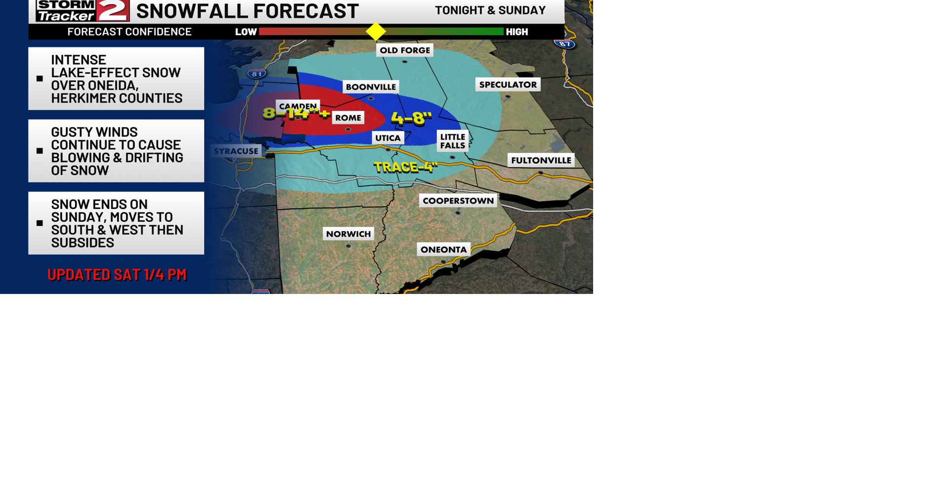 Heavy Lake Effect Snow Continues Saturday Night, Finally Weakens ...