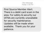 Debit Card Scam Reported at First Source