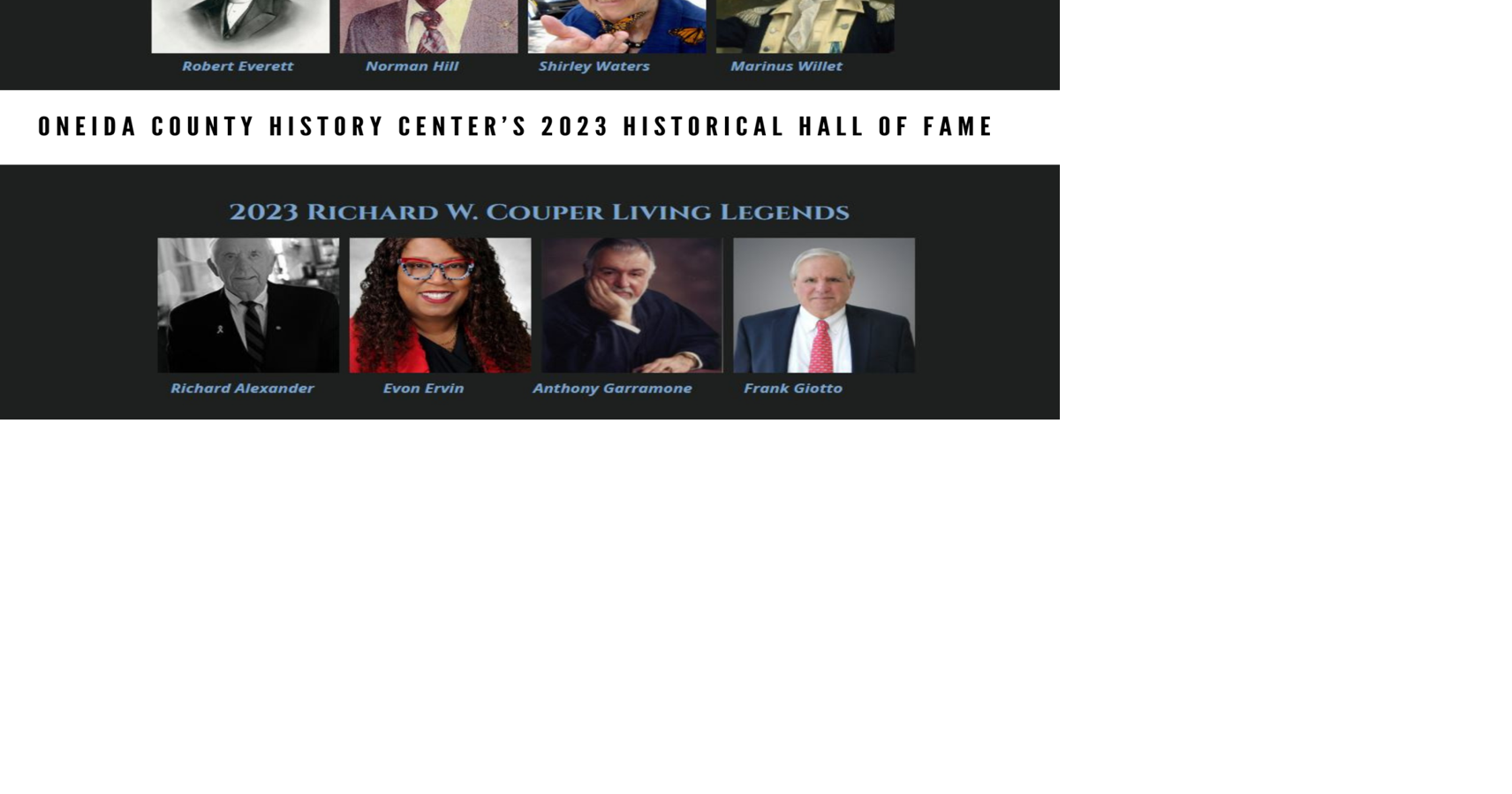 Oneida County's Historical Hall of Fame, Living Legends Class of 2023 ...