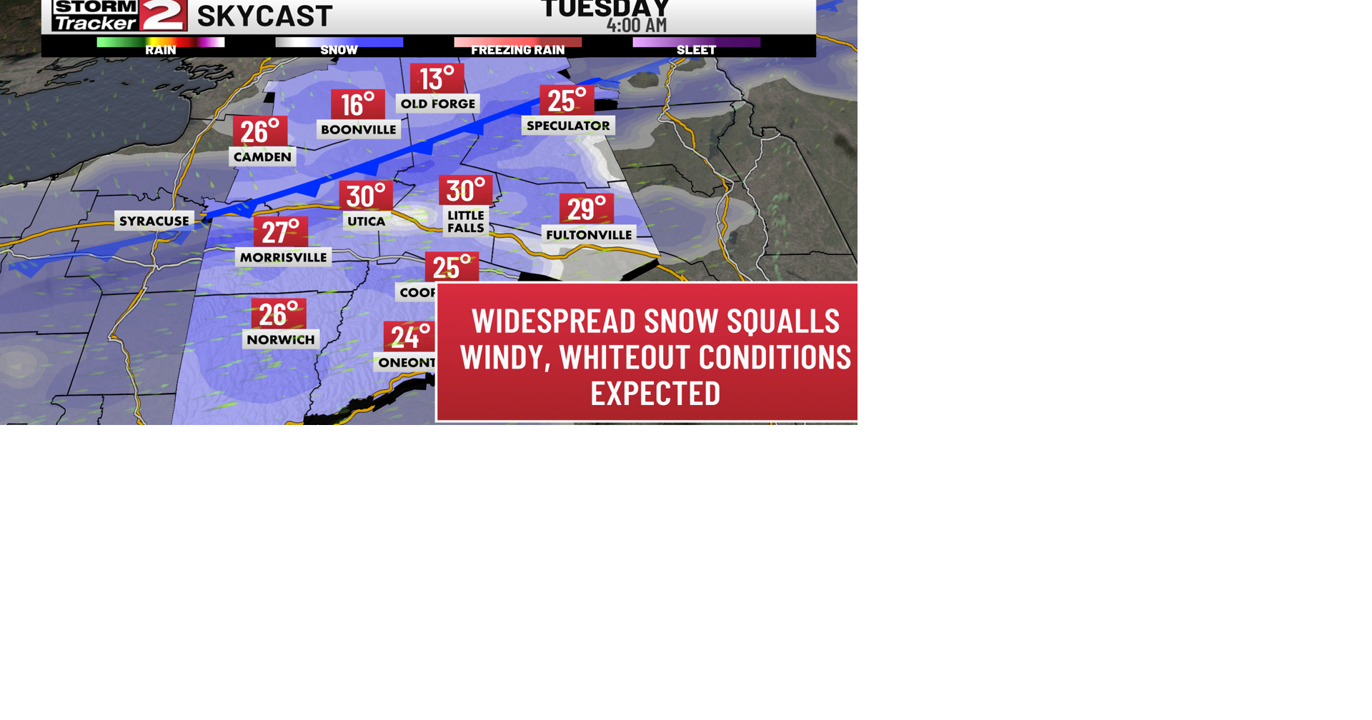Strong Winds and Snow Squalls Arrive Tonight | Weather | wktv.com