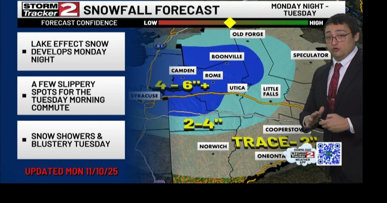 Lake Effect Snow Develops This Evening And Continues Tuesday | Video ...