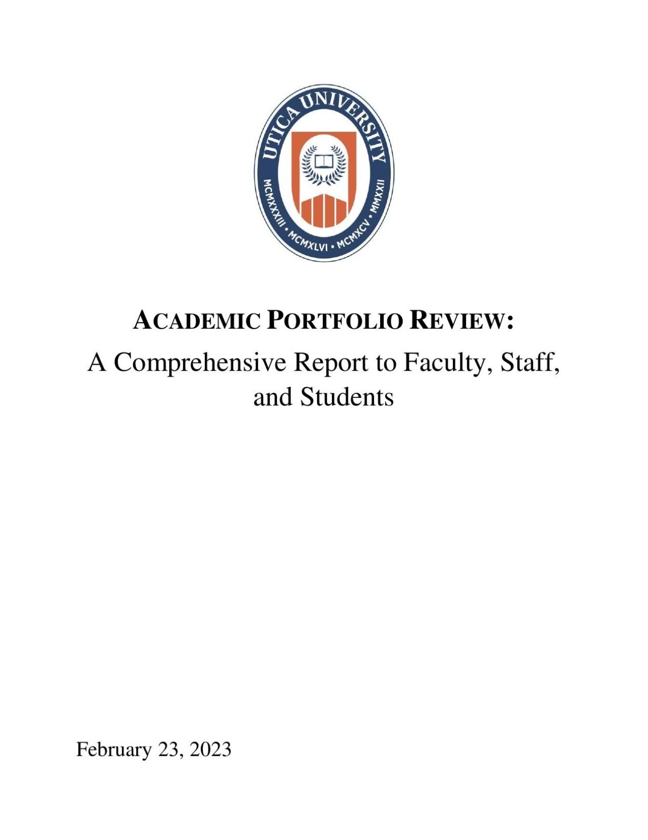 Utica University Academic Portfolio Review