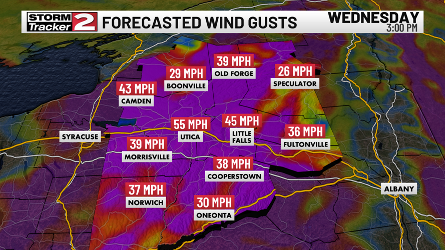 Wednesday Forecast: Wind and Rain. Wintry Mix Late. | Weather | wktv.com