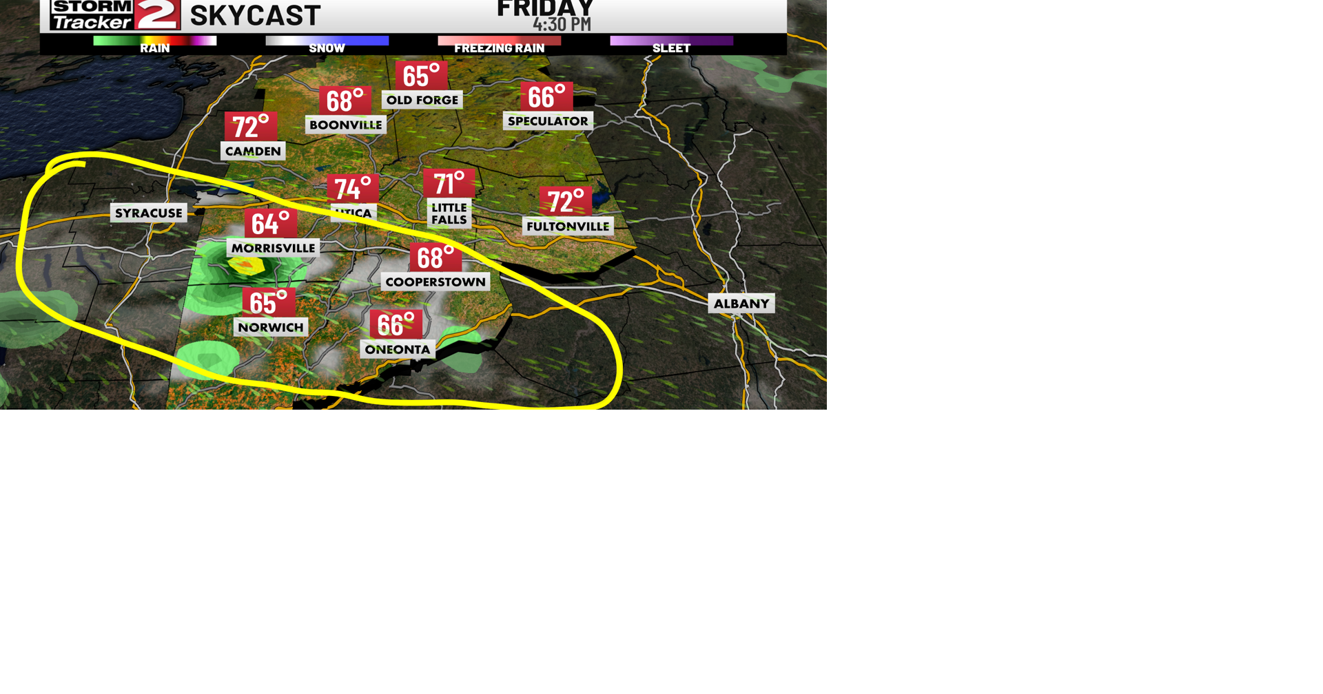 Isolated Rain South With Sunshine Today