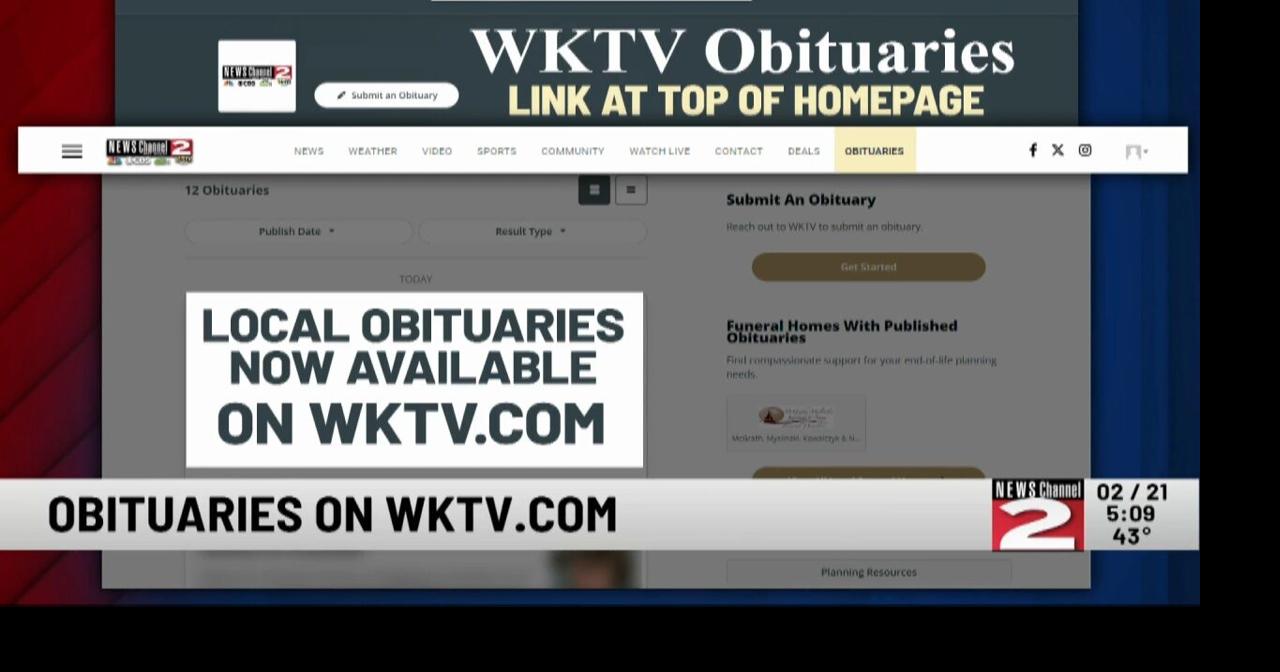 WKTV Obituaries Video