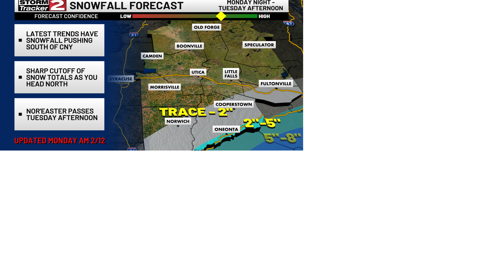 UPDATED: Latest Snowfall Forecast for Tuesday | Weather | wktv.com