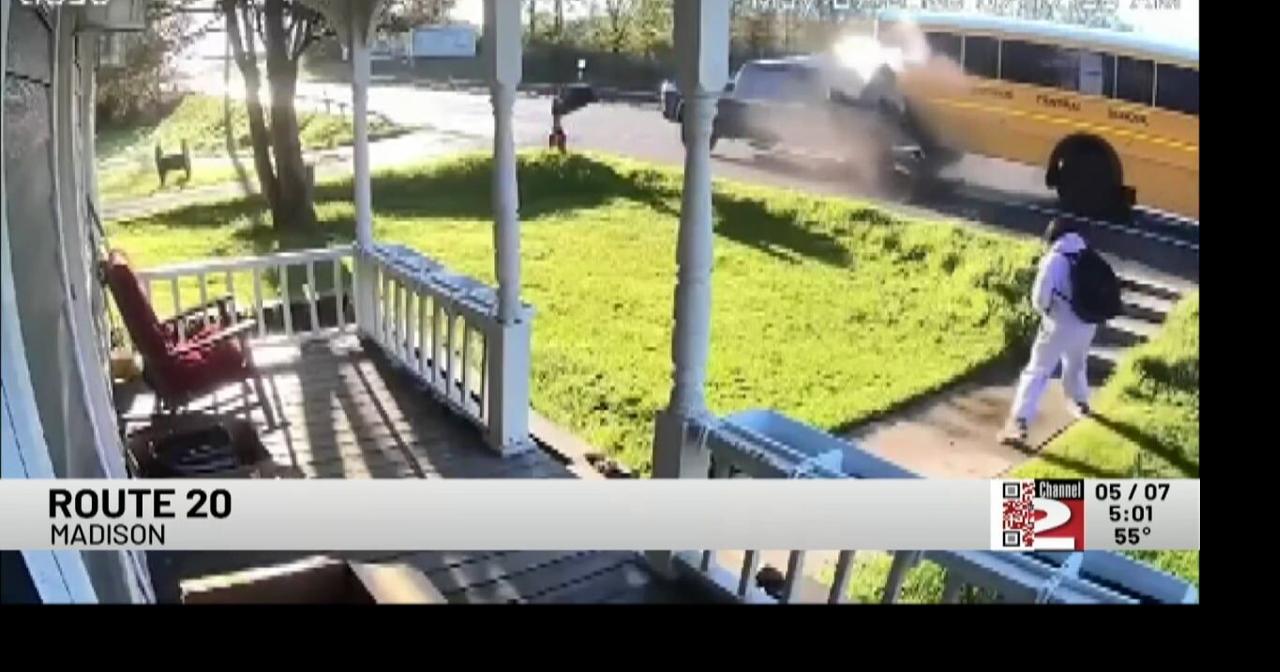 Video: Pickup Truck Slams Into School Bus on Route 20 in Madison ...