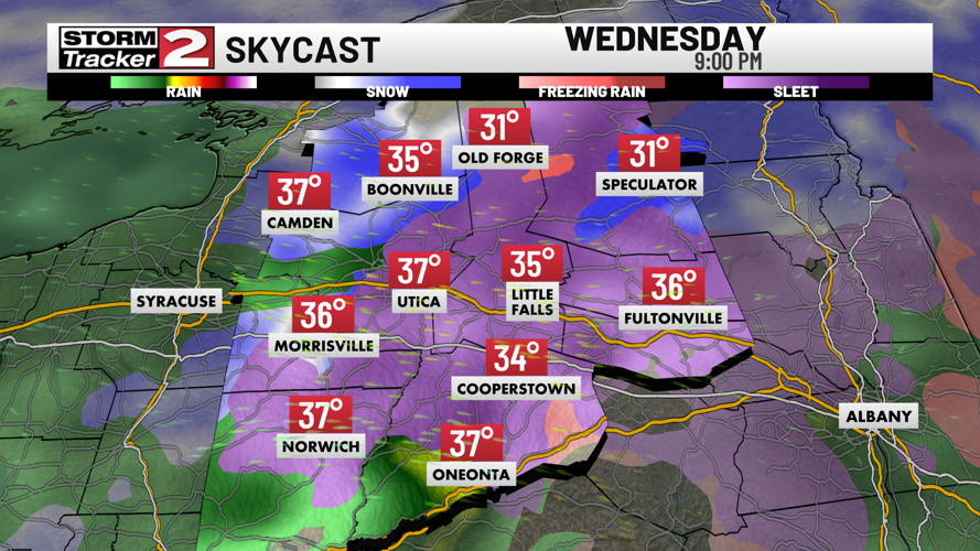 Wednesday Forecast: Wind and Rain. Wintry Mix Late. | Weather | wktv.com