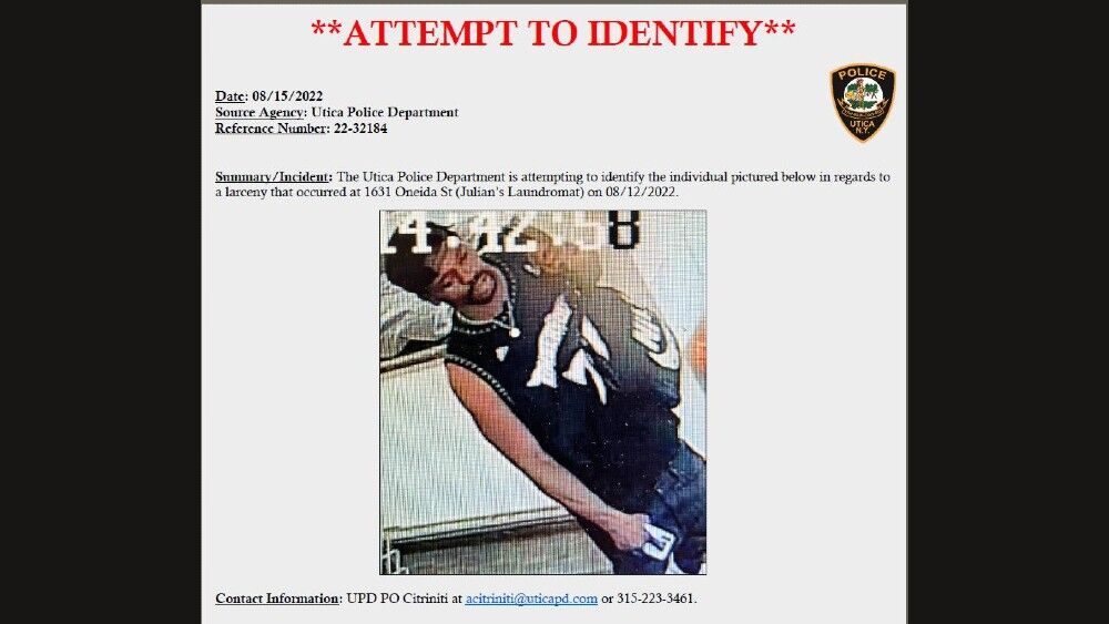 Utica police asking for help identifying suspect in laundromat theft | Crime  | wktv.com