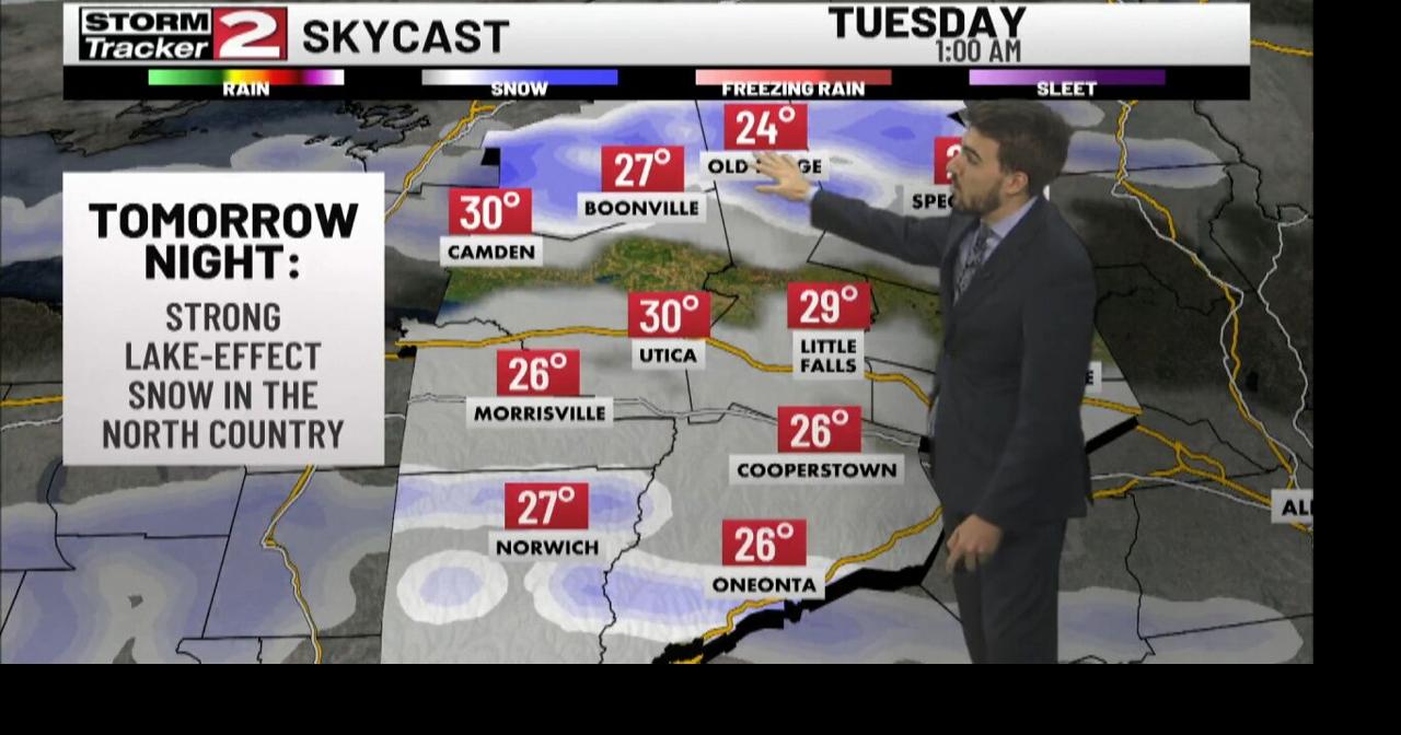 Quiet weather today, watching lake-effect snow to start the workweek ...
