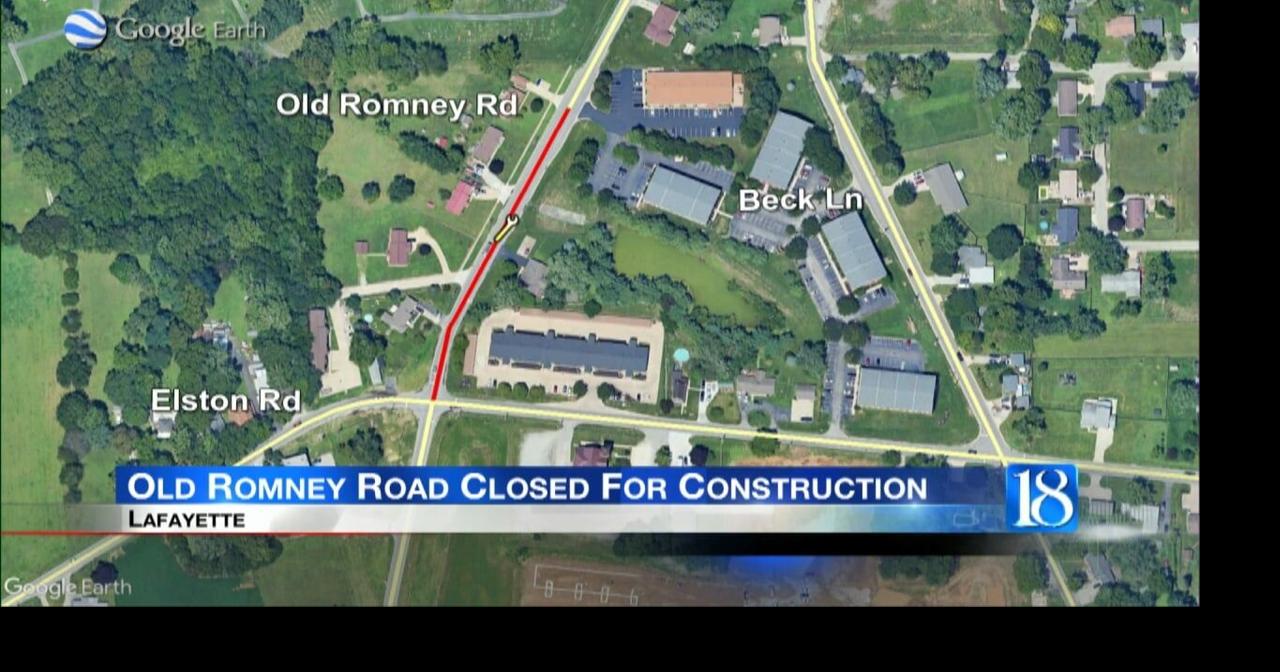 Starting Monday, a section of Old Romney Road in Lafayette near Elston
