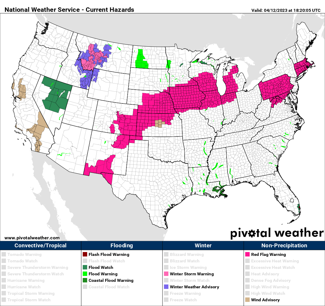 Red Flag Warning, Wind Advisory and Excessive Heat Warning