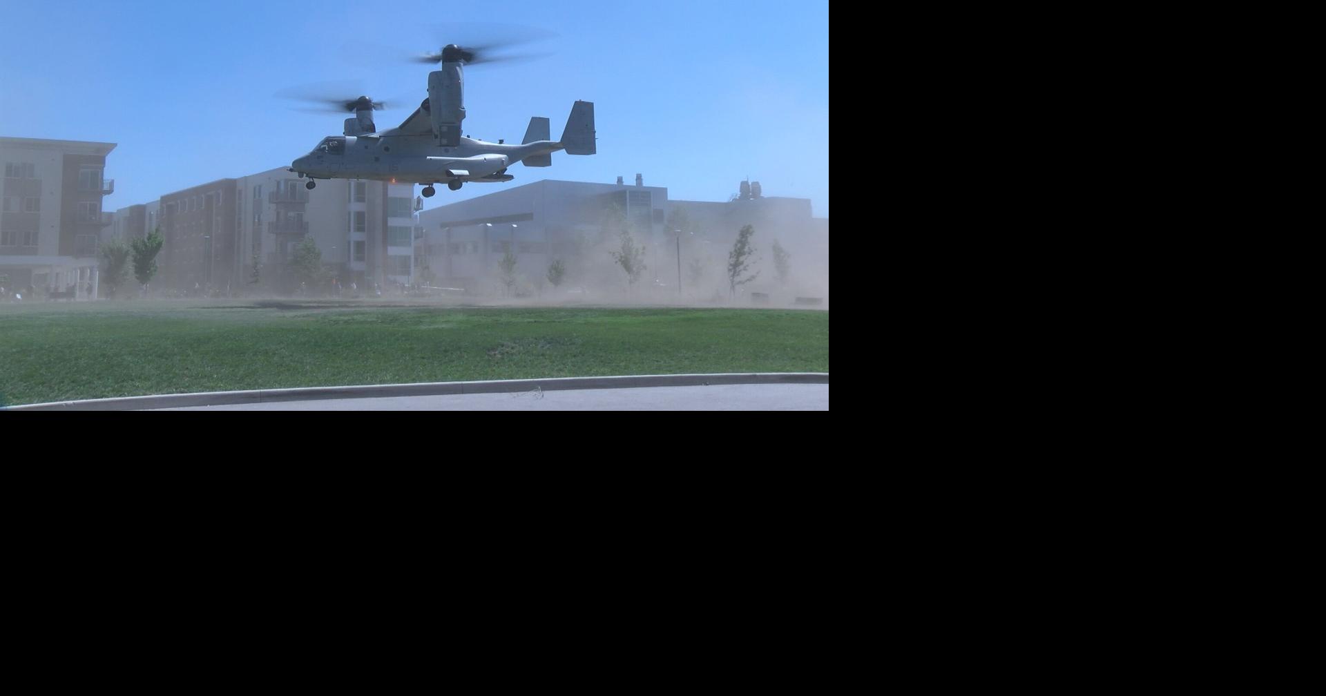 Marine MV22 Osprey lands at Purdue University News