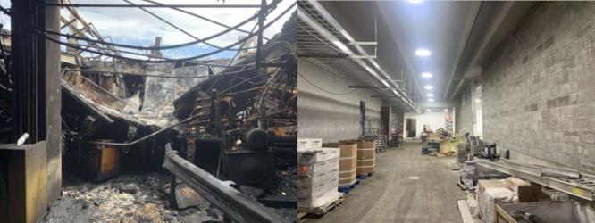 Tyson Holcomb plant fire before and after