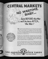 1945 Los Angeles Union Stock Yards ad: No wartime baby!