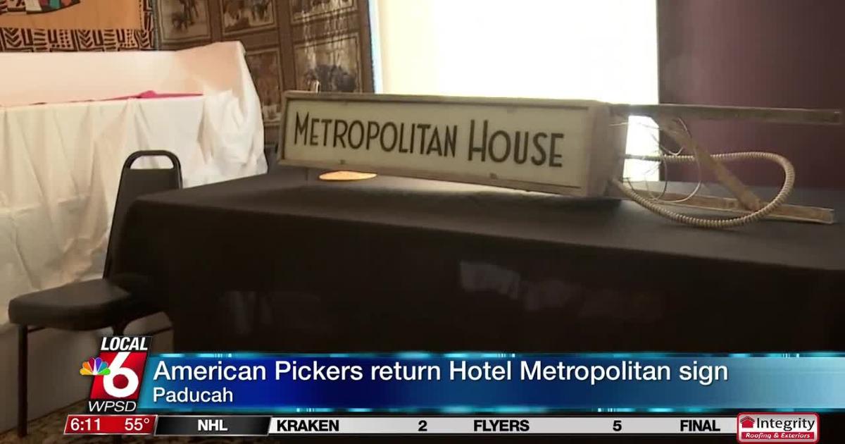 Sign Pickers American Pickers return Hotel Metropolitan sign | Local News On Demand ...