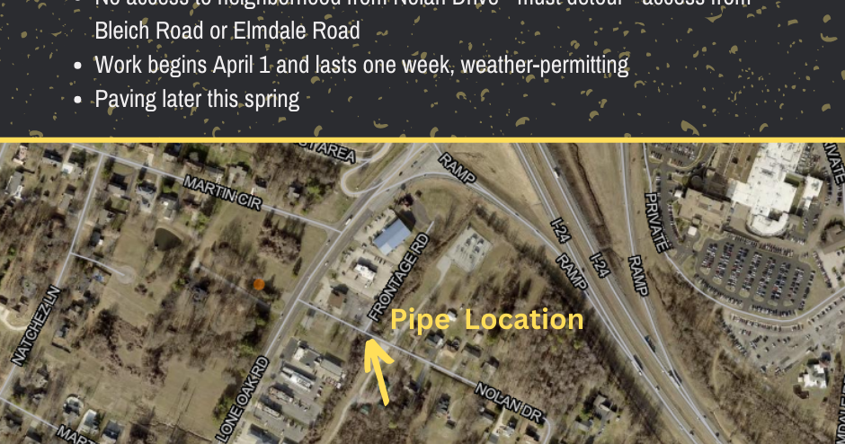 Temporary closure of Nolan Drive to replace pipe to start Monday - Vimarsana News