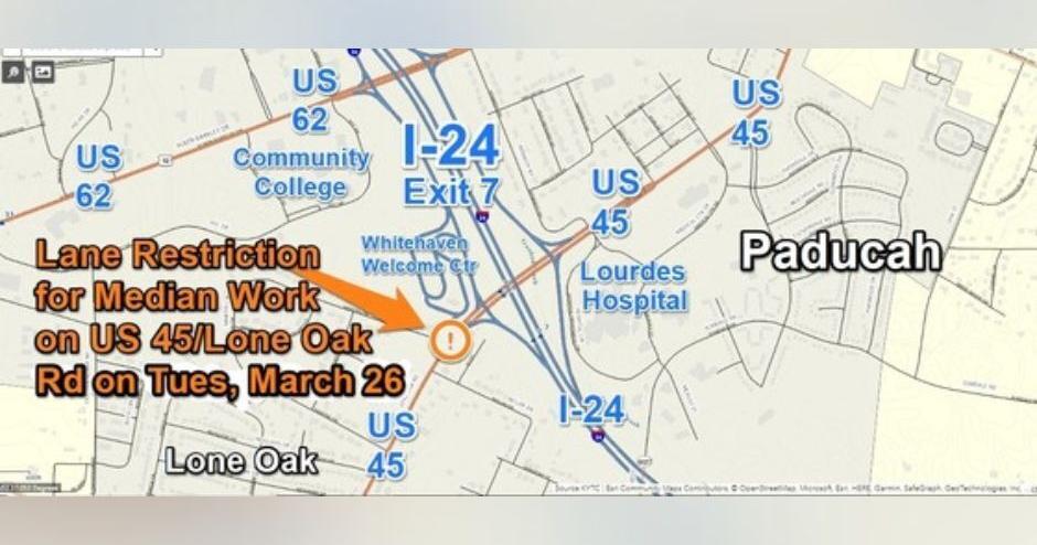 Lane Restriction planned for U.S. 45/Lone Oak Road near I-24 Paducah Exit 7 - Vimarsana News