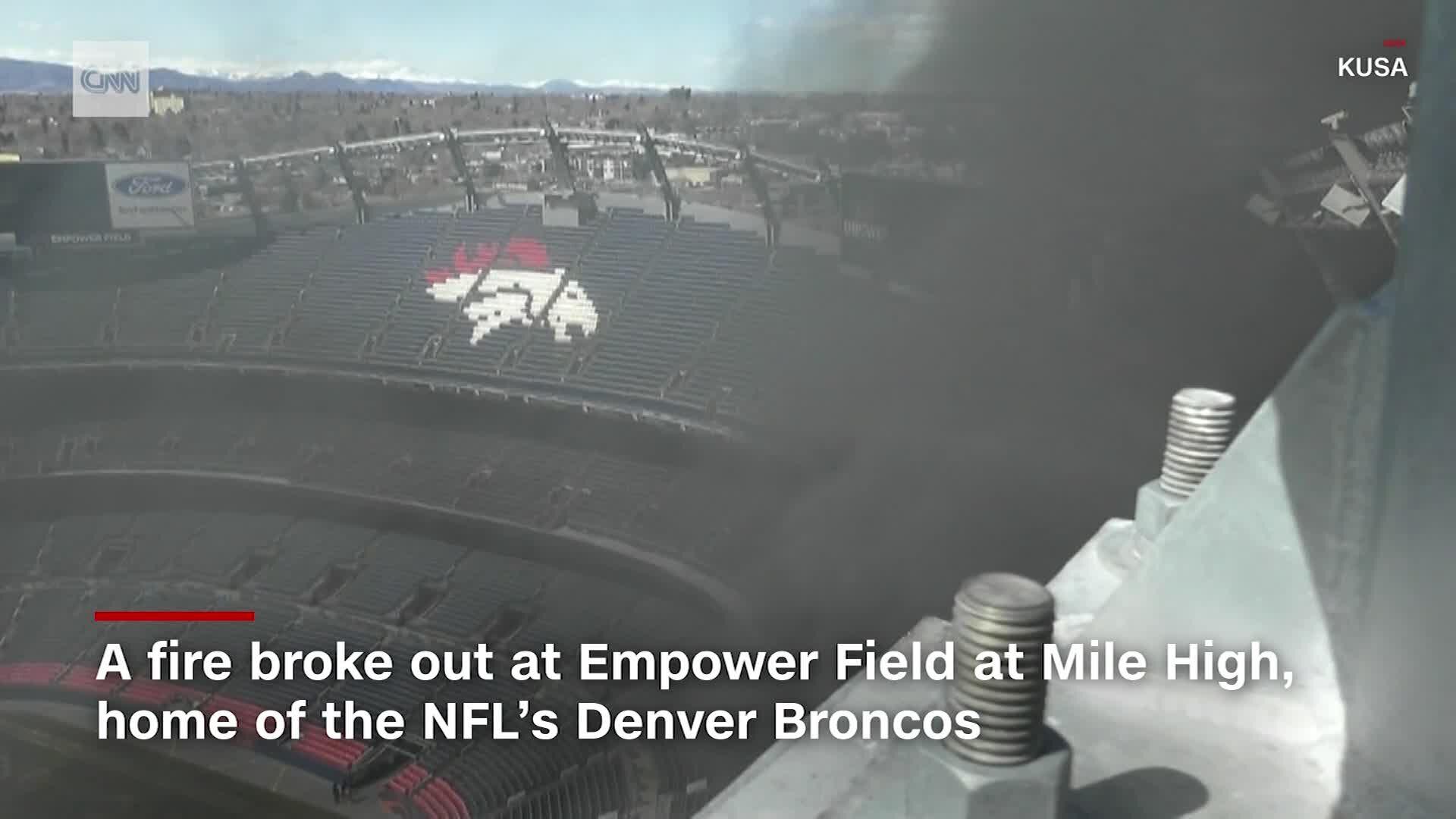 Fire at Empower Field at Mile High stadium in Denver