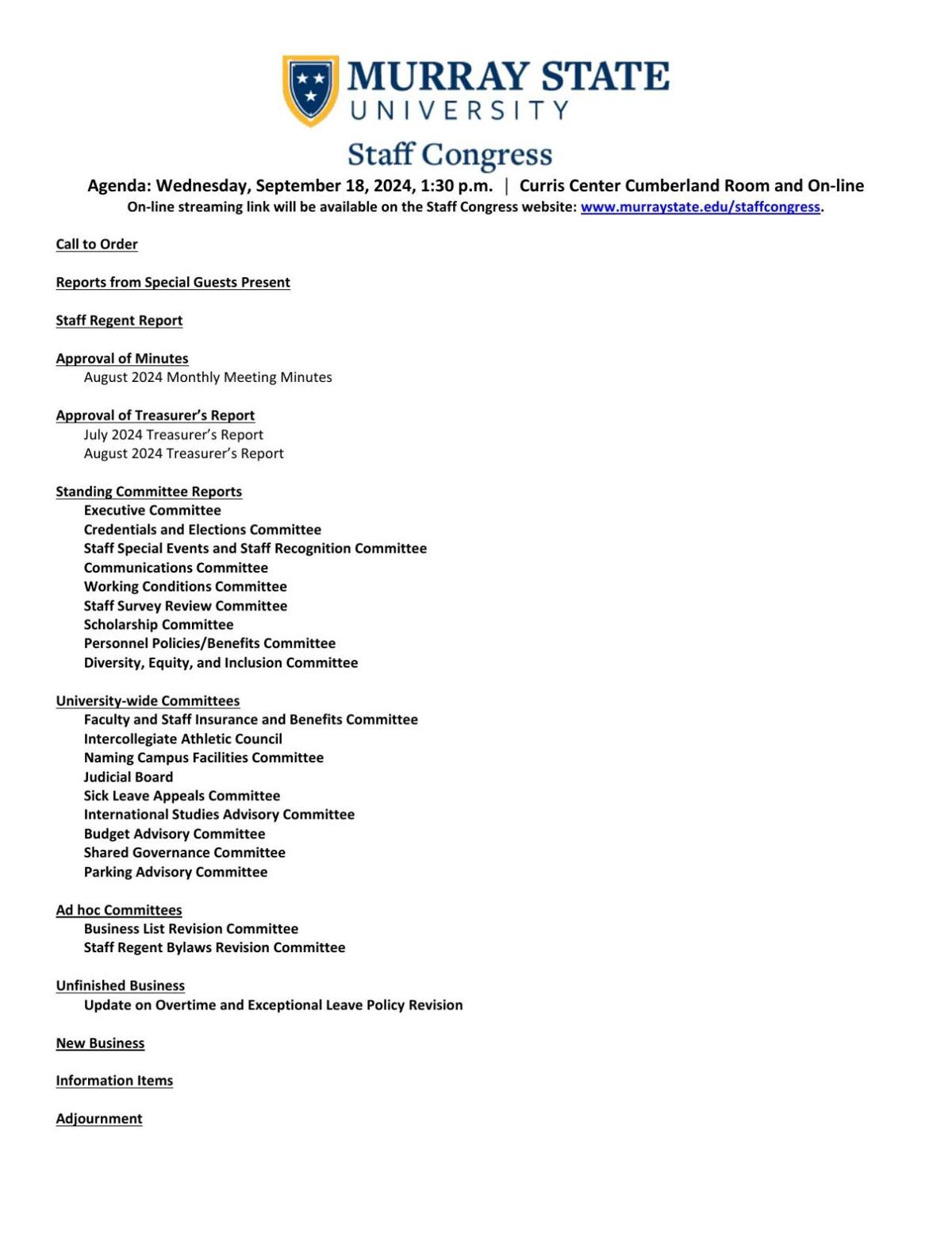 Murray State Staff Congress to hold Wednesday meeting News WPSD Local 6