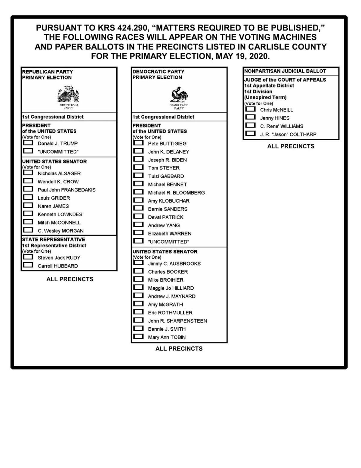 Carlisle County sample ballot WPSD Local 6