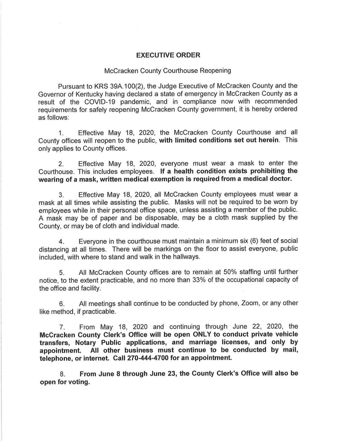 McCracken County government offices set to reopen May 18 Coronavirus