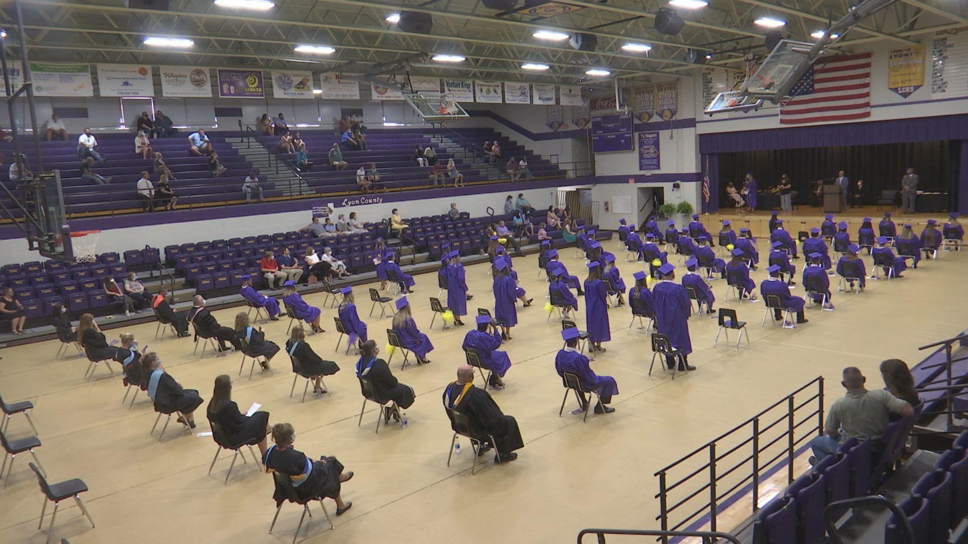 Lyon County High School graduates walk across the stage for inperson