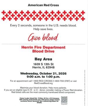 Herrin Fire Department Schedules Blood Drive for Wednesday