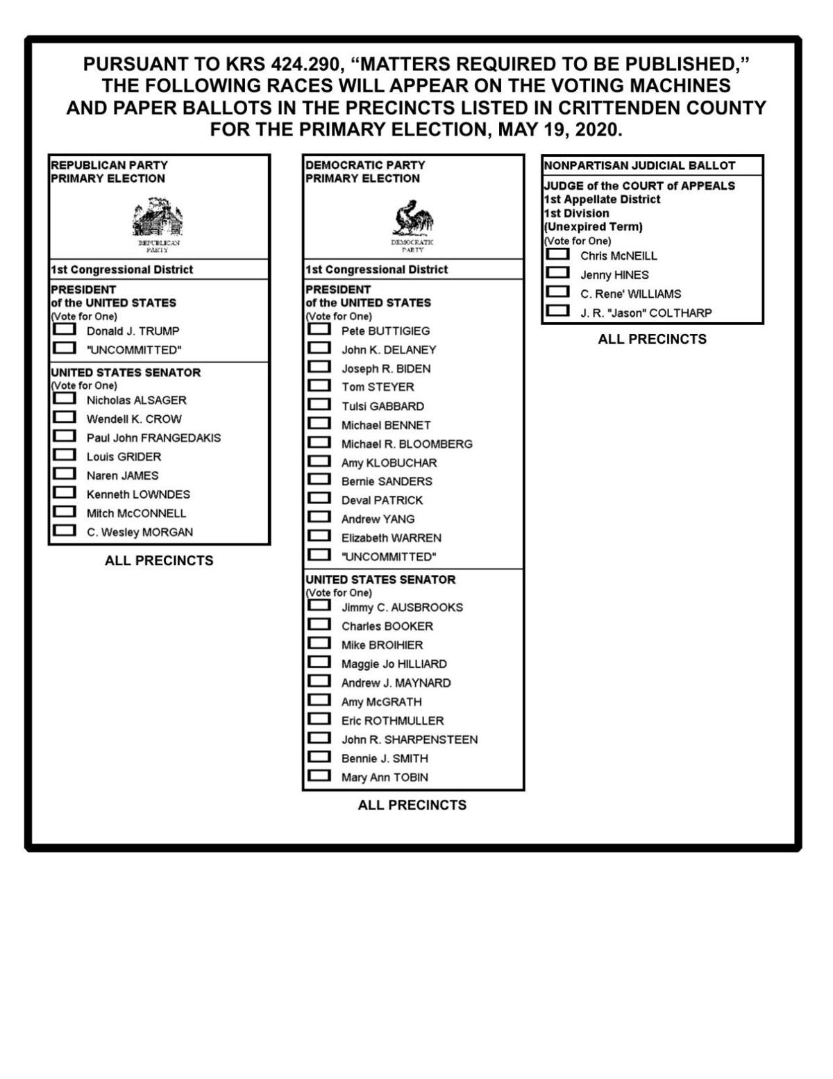 Crittenden County Sample Ballot Wpsd Local 6